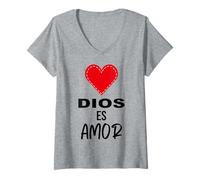 Damen Dios es Amor T-Shirt mit V-Ausschnitt