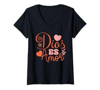 Damen Dios es Amor, un Amor incondicional y eterno. T-Shirt mit V-Ausschnitt