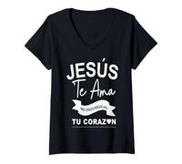 Damen Dios te AMA Con Amor eterno, ya no endurezcas más tu corazón T-Shirt mit V-Ausschnitt