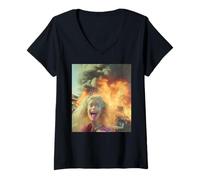 Damen Disgusted FACE Meme DOLL Babe X Only Baby Love Date Fans T-Shirt mit V-Ausschnitt
