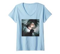 Damen Disgusted FACE Meme DOLL Babe X Only Baby Love Date Fans T-Shirt mit V-Ausschnitt