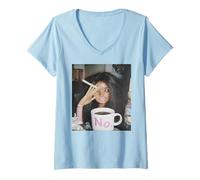 Damen Disgusted FACE Meme DOLL Babe X Only Baby Love Date Fans T-Shirt mit V-Ausschnitt