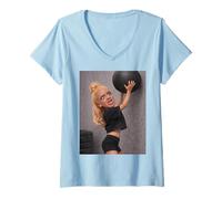 Damen Disgusted FACE Meme DOLL Babe X Only Gym Baby Love Fans T-Shirt mit V-Ausschnitt
