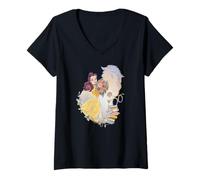 Damen Disney 100 Platinum Princess Collection Belle D100 T-Shirt mit V-Ausschnitt