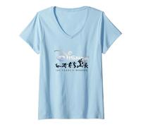 Damen Disney 100 Years of Wonder Mickey & Pals Silhouettes D100 T-Shirt mit V-Ausschnitt