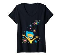 Damen Disney and Pixar’s Inside Out 2 Happy Emotions I Feel Joy T-Shirt mit V-Ausschnitt