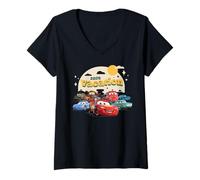 Damen Disney and Pixar's Cars 2026 Vacation Matching Group Trip T-Shirt mit V-Ausschnitt