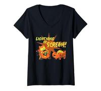 Damen Disney and Pixar's Cars Halloween Mater Lightning McScream! T-Shirt mit V-Ausschnitt