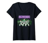 Damen Disney and Pixar's Toy Story 5 All the Buzz Multi Lightyear T-Shirt mit V-Ausschnitt