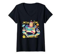 Damen Disney and Pixar's Toy Story 5 Buzz Lightyear Happy Tech T-Shirt mit V-Ausschnitt