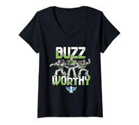 Damen Disney and Pixar's Toy Story 5 Buzz Worthy Multi Lightyear T-Shirt mit V-Ausschnitt