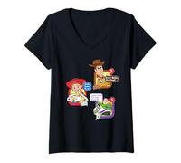 Damen Disney and Pixar's Toy Story 5 Woody Jessie & Buzz Quotes T-Shirt mit V-Ausschnitt