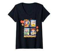 Damen Disney and Pixar's Toy Story 6th Birthday Sixth B-Day Party T-Shirt mit V-Ausschnitt