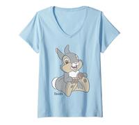 Damen Disney Bambi Thumper Big Portrait T-Shirt mit V-Ausschnitt