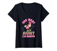 Damen Disney "Best Aunt on Earth" Mickey & Minnie Family Trip T-Shirt mit V-Ausschnitt