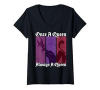 Damen Disney-Bösewichte: Einmal eine Königin, immer eine Königin T-Shirt mit V-Ausschnitt