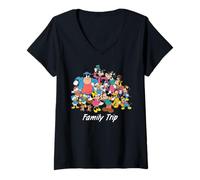 Damen Disney Classic Characters Family Trip Matching Vacation T-Shirt mit V-Ausschnitt