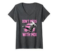 Damen Disney Die Muppets Miss Piggy Leg dich nicht mit mir an T-Shirt mit V-Ausschnitt, Anthrazit Meliert, M