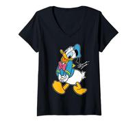 Damen Disney Donald Duck Retro Character Silly Pose Trip Matching T-Shirt mit V-Ausschnitt