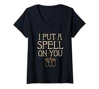 Damen Disney Hocus Pocus I Put A Spell On You Halloween T-Shirt mit V-Ausschnitt