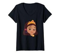 Damen Disney Jr. Sofia the First Princess Layla Big Face Costume T-Shirt mit V-Ausschnitt