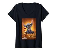 Damen Disney Lilo & Stitch Live-Action Movie Beauty and the Beast T-Shirt mit V-Ausschnitt