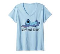 Damen Disney Lilo & Stitch Nope Not Today T-Shirt mit V-Ausschnitt