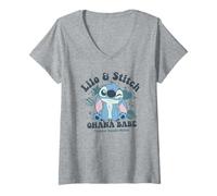 Damen Disney Lilo & Stitch Ohana Babe T-Shirt mit V-Ausschnitt