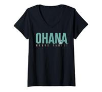 Damen Disney Lilo & Stitch Ohana Mean Family Stitch T-Shirt mit V-Ausschnitt