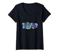 Damen Disney Lilo & Stitch The Main Star Stitch Big Chest Logo T-Shirt mit V-Ausschnitt