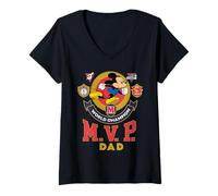 Damen Disney M.V.P. Dad Mickey Mouse Racing Champion Father's Day T-Shirt mit V-Ausschnitt