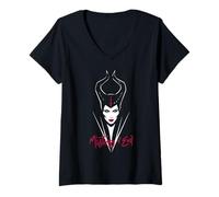 Damen Disney Maleficent - Die Herrin des Bösen - Dunkles Porträt T-Shirt mit V-Ausschnitt