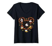 Damen Disney Mickey and Friends Halloween Fall Mickey Mouse Icon T-Shirt mit V-Ausschnitt