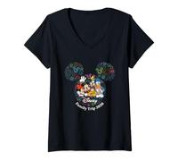 Damen Disney Mickey & Friends Fireworks Vacation Family Trip 2026 T-Shirt mit V-Ausschnitt