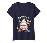 Damen Disney Mickey & Minnie "The Peppermint to My Mocha" Holiday T-Shirt mit V-Ausschnitt