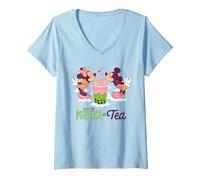Damen Disney Mickey & Minnie Valentine You're the Matcha to My Tea T-Shirt mit V-Ausschnitt