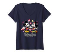 Damen Disney Mickey & Minnie Valentine's Day "You & Me, Valentine" T-Shirt mit V-Ausschnitt