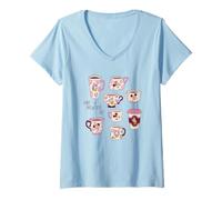 Damen Disney Mickey & Pals Valentine's Coffee Have a Brewtiful Day T-Shirt mit V-Ausschnitt