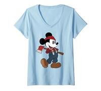 Damen Disney Micky Maus Holzfällerkostüm T-Shirt mit V-Ausschnitt