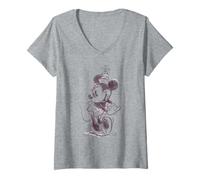 Damen Disney Micky und seine Freunde, Minnie Maus, Skizzenporträt T-Shirt mit V-Ausschnitt