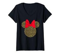 Damen Disney Minnie Mouse Dotted Gold Icon T-Shirt mit V-Ausschnitt