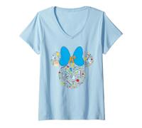Damen Disney Minnie Mouse Icon First 100 Days of School 100th Day T-Shirt mit V-Ausschnitt