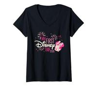 Damen Disney Minnie Mouse "My First Disney Trip" 2026 Vacation T-Shirt mit V-Ausschnitt
