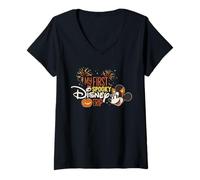 Damen Disney Minnie Mouse My First Spooky Disney Trip Halloween T-Shirt mit V-Ausschnitt