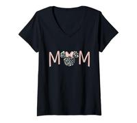 Damen Disney Minnie Mouse Spring Florals Mom T-Shirt mit V-Ausschnitt