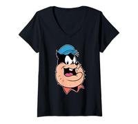 Damen Disney Pete Big Face Retro Character Trip Matching T-Shirt mit V-Ausschnitt