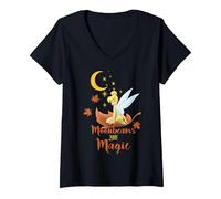 Damen Disney Peter Pan Tinkerbell Moonbeams Magic T-Shirt mit V-Ausschnitt, Schwarz, XXL