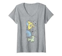 Damen Disney Peter Pan Tinkerbell-Skizze im Airbrush-Stil T-Shirt mit V-Ausschnitt