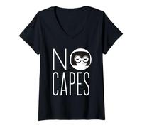Damen Disney Pixar The Incredibles 2 Edna Mode No Capes Logo T-Shirt mit V-Ausschnitt