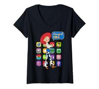 Damen Disney Pixar Toy Story 5 Jessie Cowgirl IRL & App Characters T-Shirt mit V-Ausschnitt